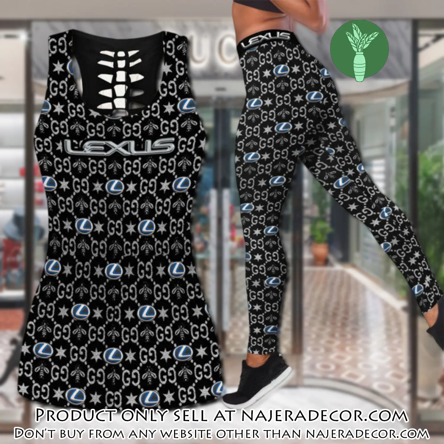 Gucci lexus tank top leggings set luxury brand for women yoga gym ydk njr3006707